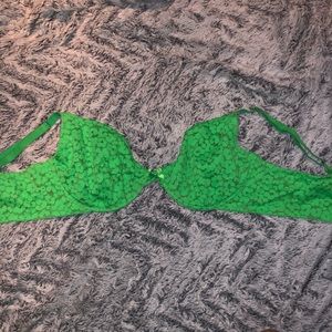 Savage X Fenty Green Unlined Leopard Lace Bra